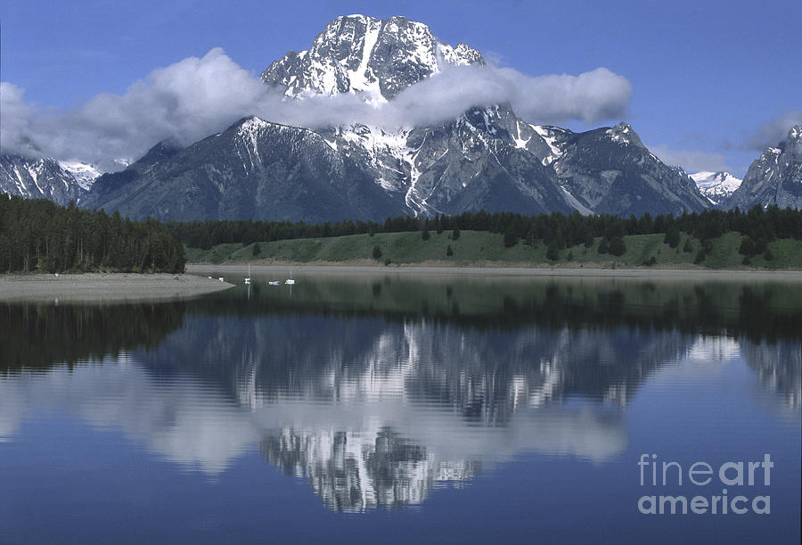 Clouds and Mt. Moran - Grand Teton Photograph by Sandra Bronstein