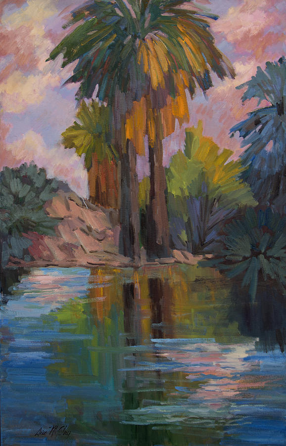 Sunset Painting - Clouds and Palm Trees by Diane McClary