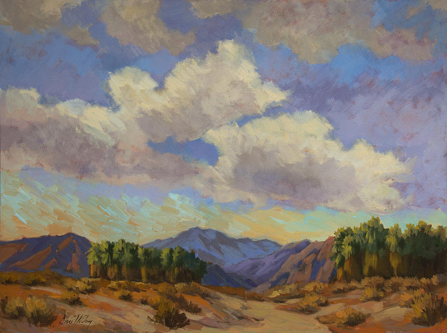 Clouds at Coachella Valley Painting by Diane McClary