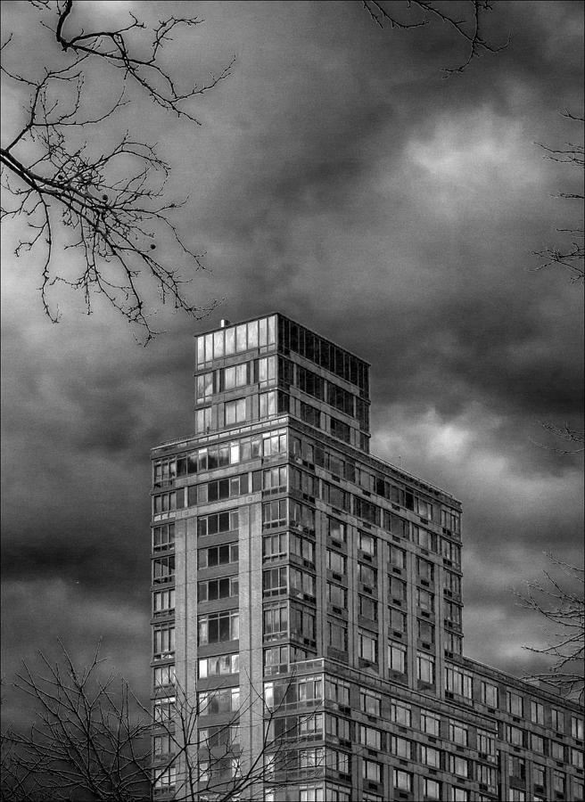 Clouds Branches and High Rise NYC Photograph by Robert Ullmann