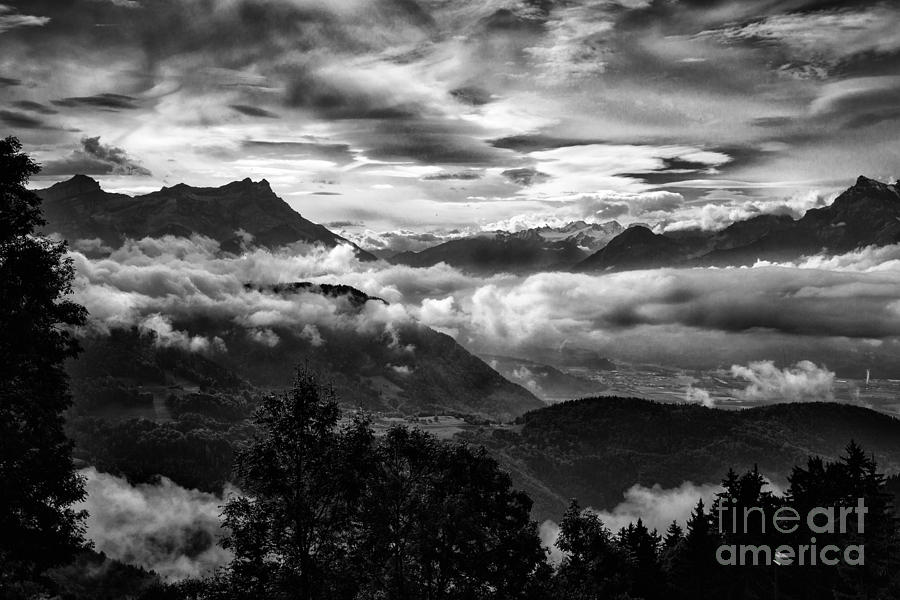 Clouds In Leysin BW Photograph by Timothy Hacker