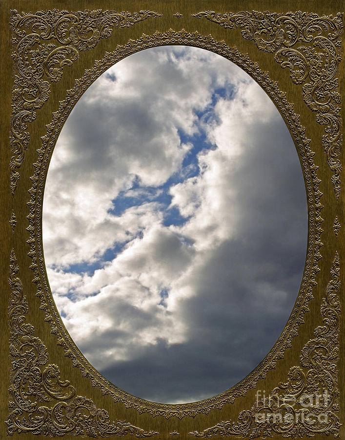 Clouds in Vintage Metalic Frame Photograph by Phil Cardamone