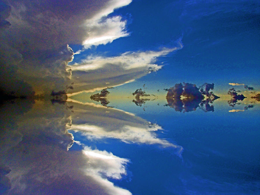 Blue Photograph - Clouds on water reflected by Francine Stuart