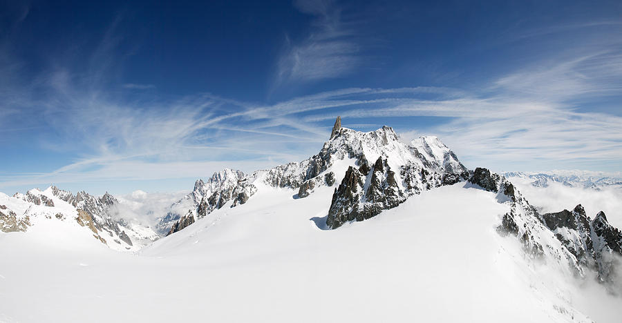 Winter Photograph - Clouds Over A Snow Covered Mountain by Panoramic Images