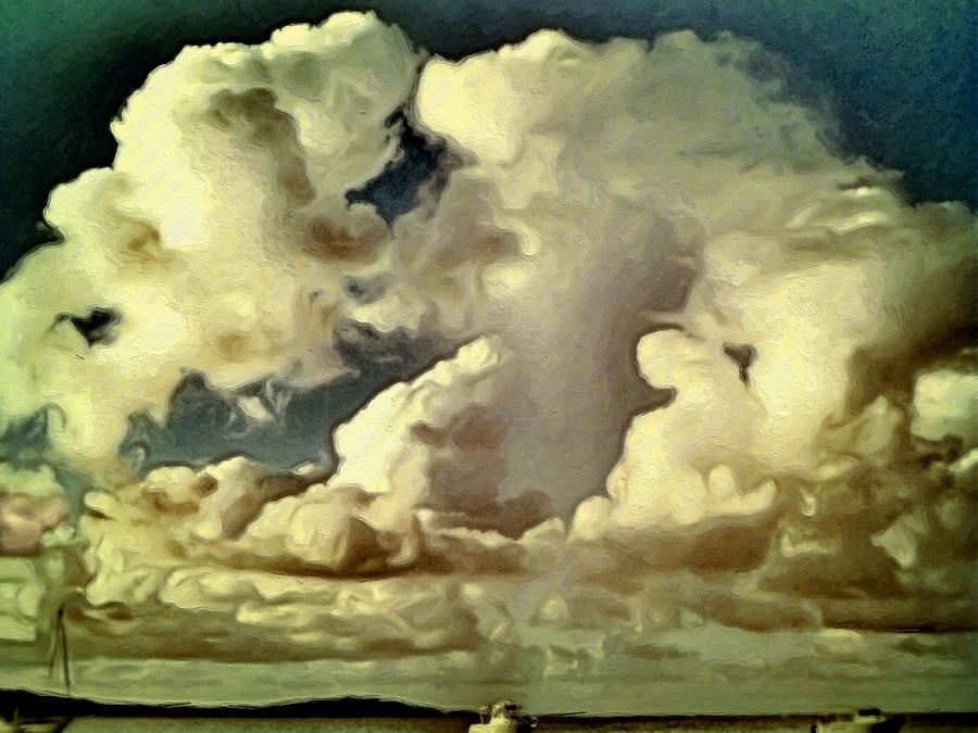 H Clouds Over Green Cay - Horizontal Painting by Lyn Voytershark