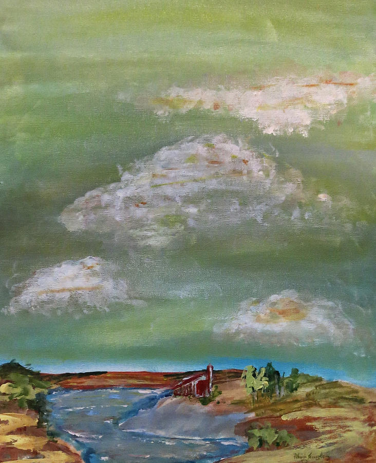 Clouds over House at Riverbend Painting by Patricia Januszkiewicz