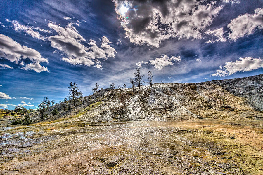 Yellowstone National Park Photograph - Clouds over Mammoth Hot Springs  by Jeff Donald