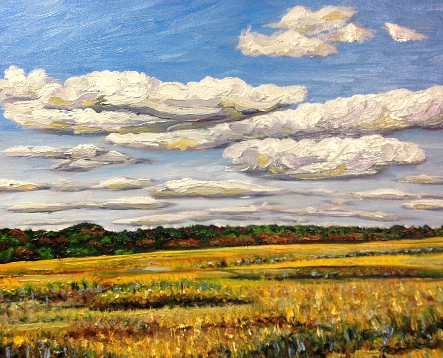 Clouds Painting - Clouds Over Marsh in Wells Maine by Richard Nowak