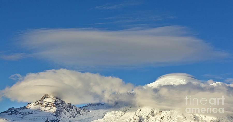 Clouds Over Mount Rainer  Photograph by Yva Momatiuk John Eastcott