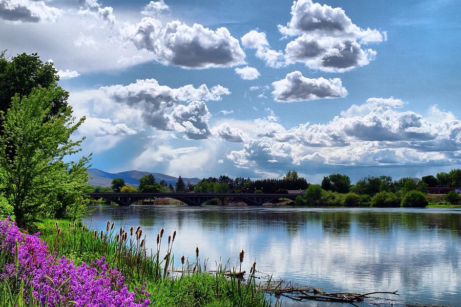 Spring Photograph - Clouds over the River by Lynn Hopwood