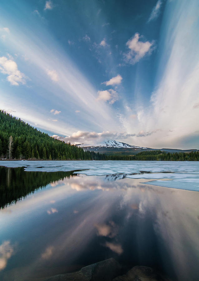 Nature Photograph - Clouds Reflected Over Trillium Lake In by Ted Ducker Photography