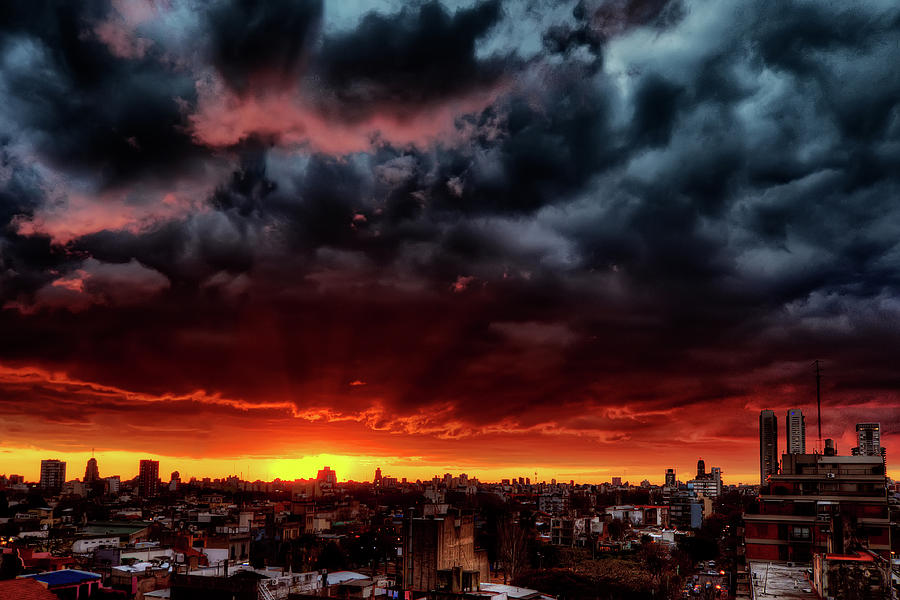 Clouds, Sunset And Red Photograph by Celta4