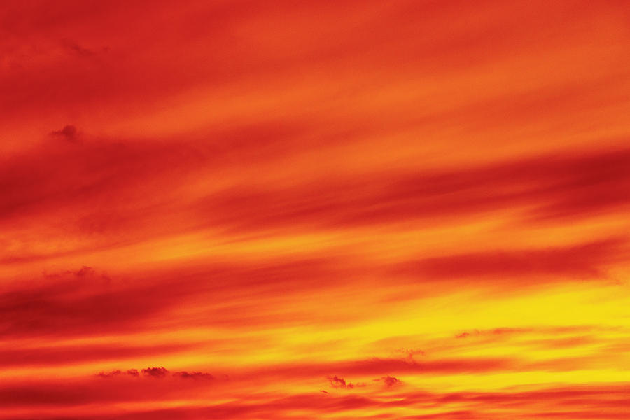 Clouds Typologies - Abstract Image of Dramatic Red Sunset Sky Photograph by Yuko Yamada