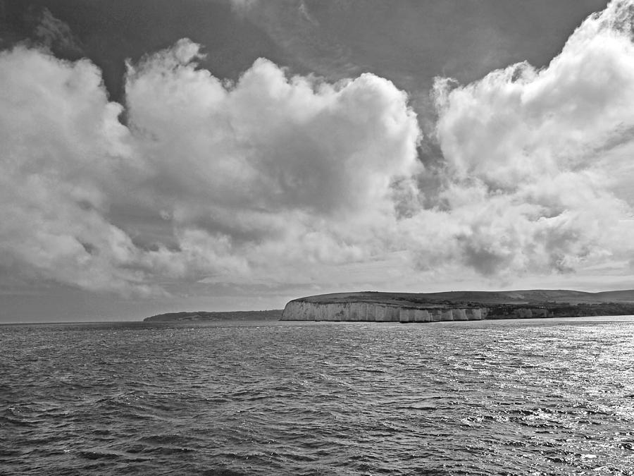 Cloudscape Over The White Cliffs Of Dover BW Photograph by Gill Billington