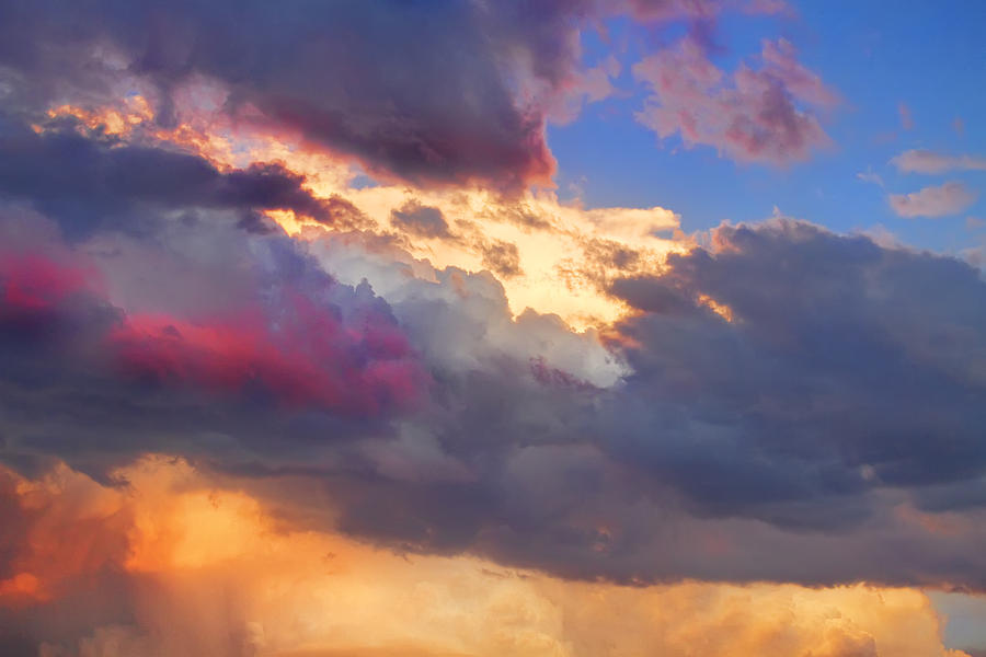 Cloudscape Sunset Touch Of Blue Photograph