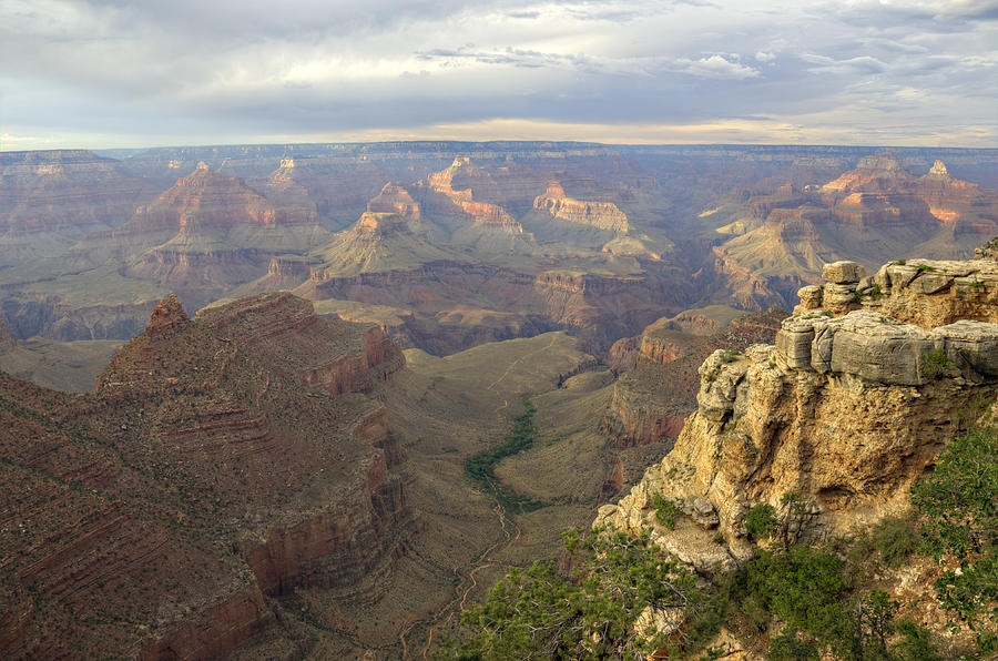 Cloudy Bright Angel Trail  Photograph by Ricky Barnard