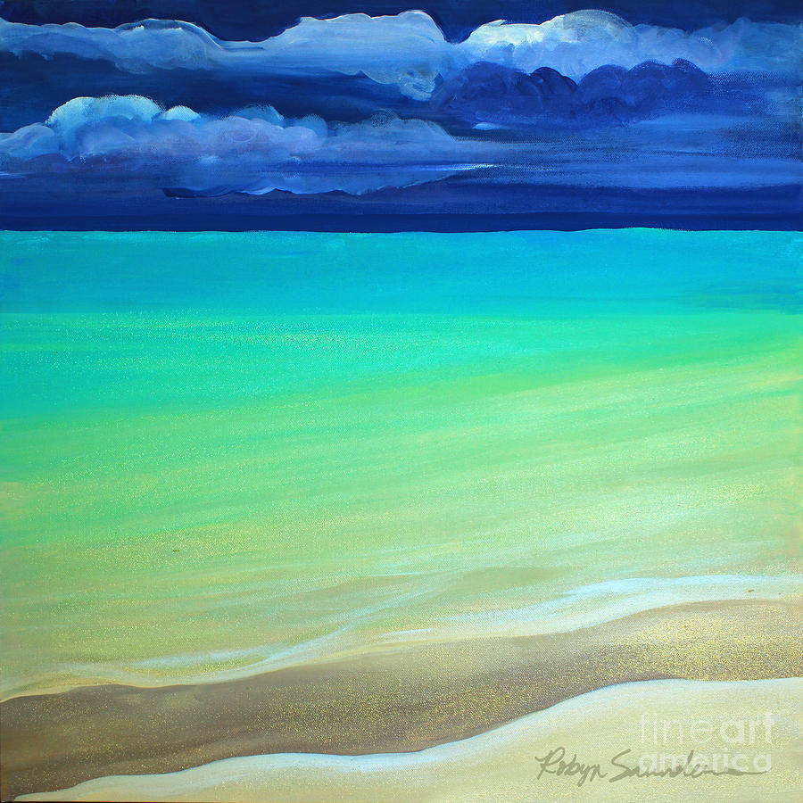 Cloudy Day at Turquiose Sea Part 3 Right Side Painting by Robyn Saunders
