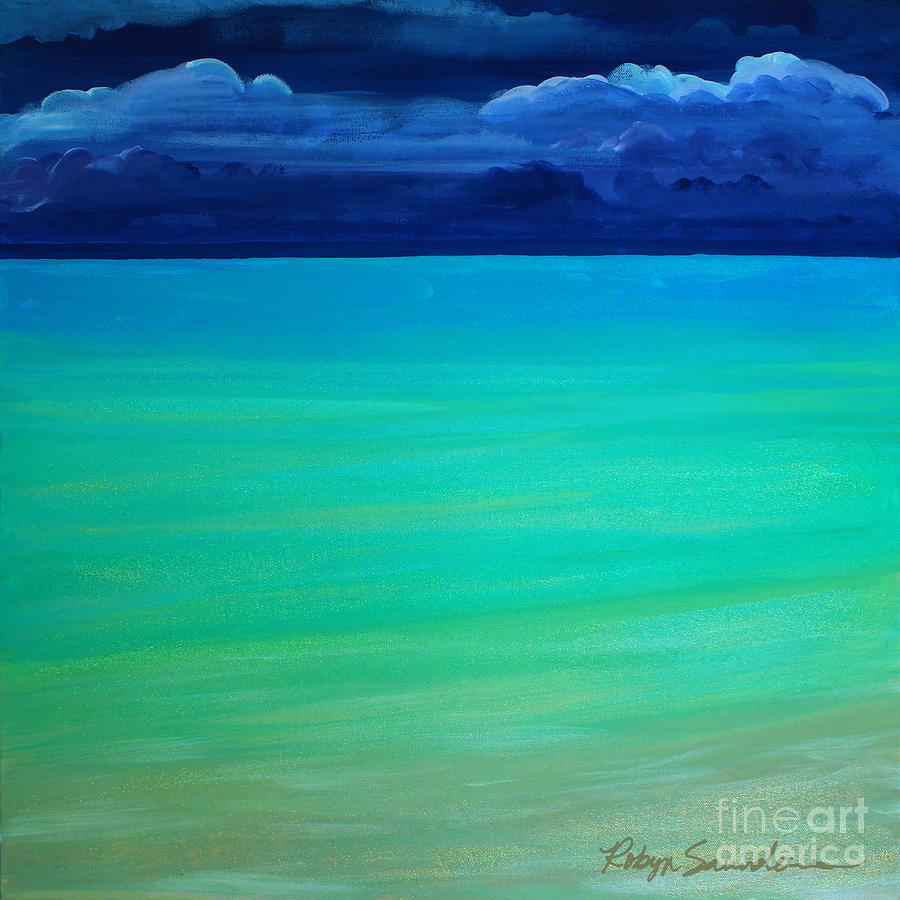 Cloudy Day at Turquiose Sea Part 1 Left Side Painting by Robyn Saunders
