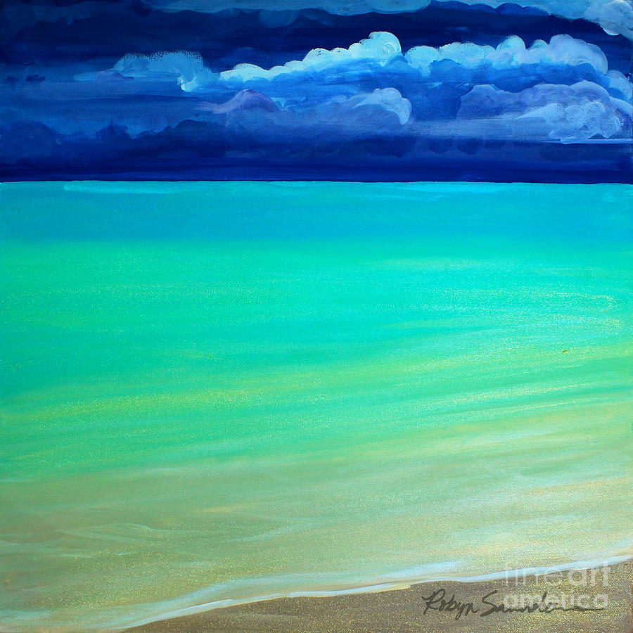 Cloudy Day at Turquiose Sea Part 3 Middle Piece Painting by Robyn Saunders