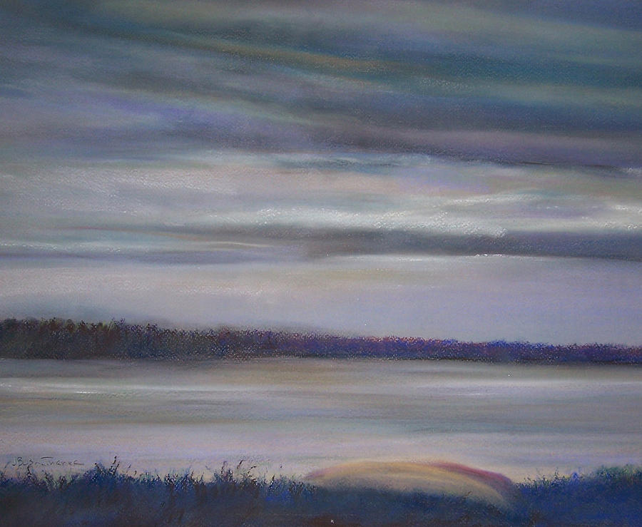 Cloudy Day on North Bay  Pastel by Jackie Bush-Turner