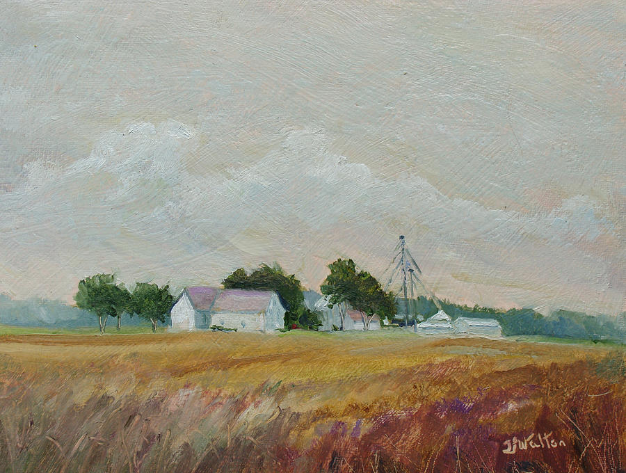 Cloudy Farm Painting by Judy Fischer Walton
