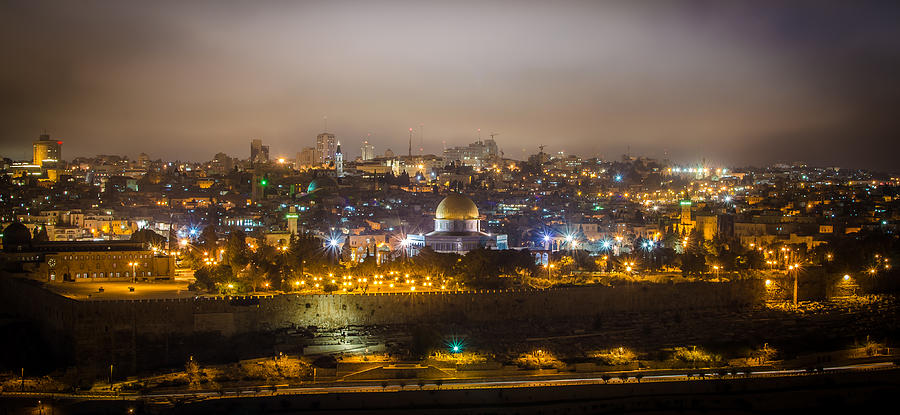 Cloudy Night in Jerusalem Photograph by David Morefield