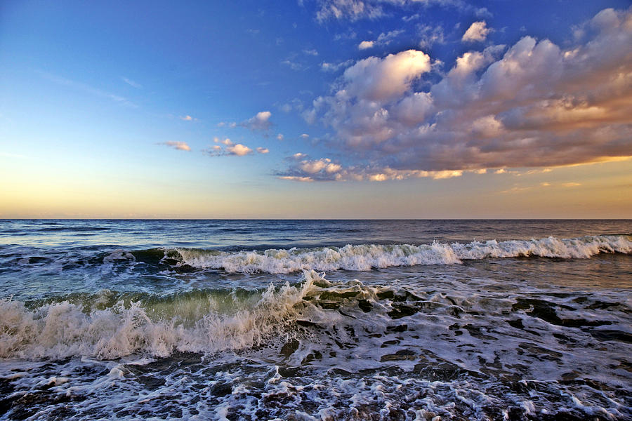 Cloudy Waves  at Oak  Island  Photograph by Jerri Lynn Ward