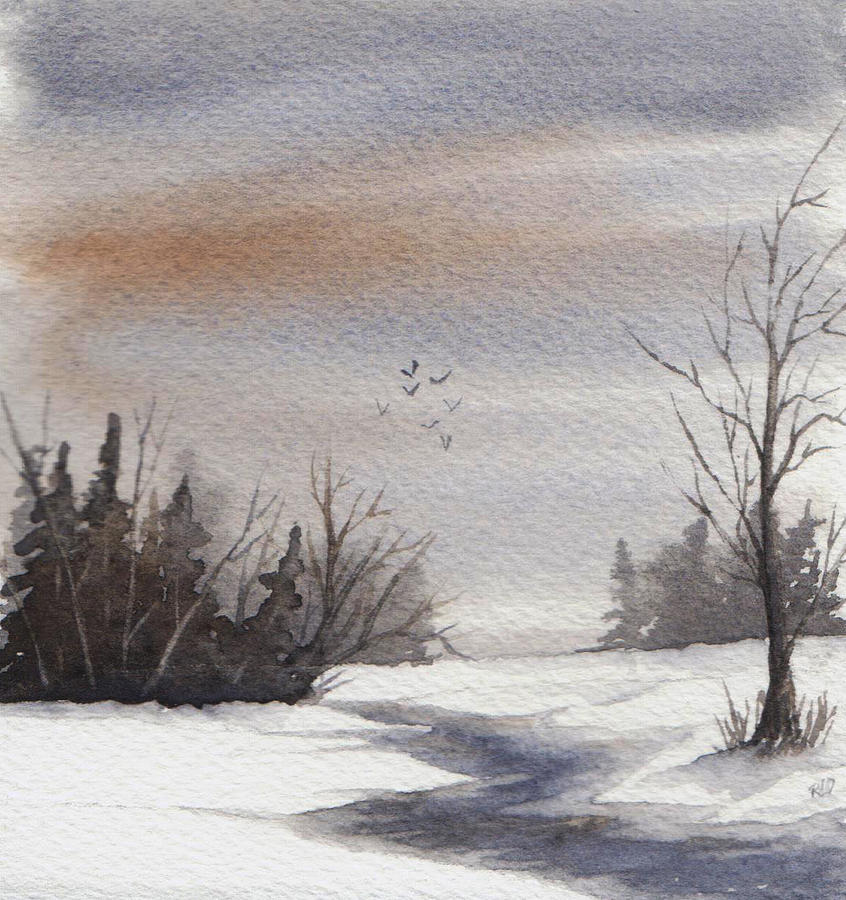 Cloudy Winter Day Painting by Rebecca Davis
