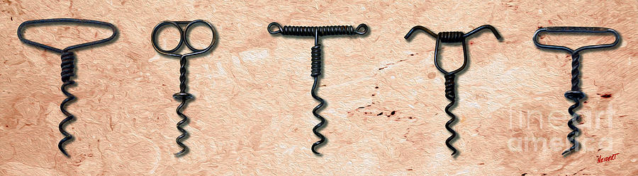 Clough Single Wire Corkscrews Painting Mixed Media by Jon Neidert