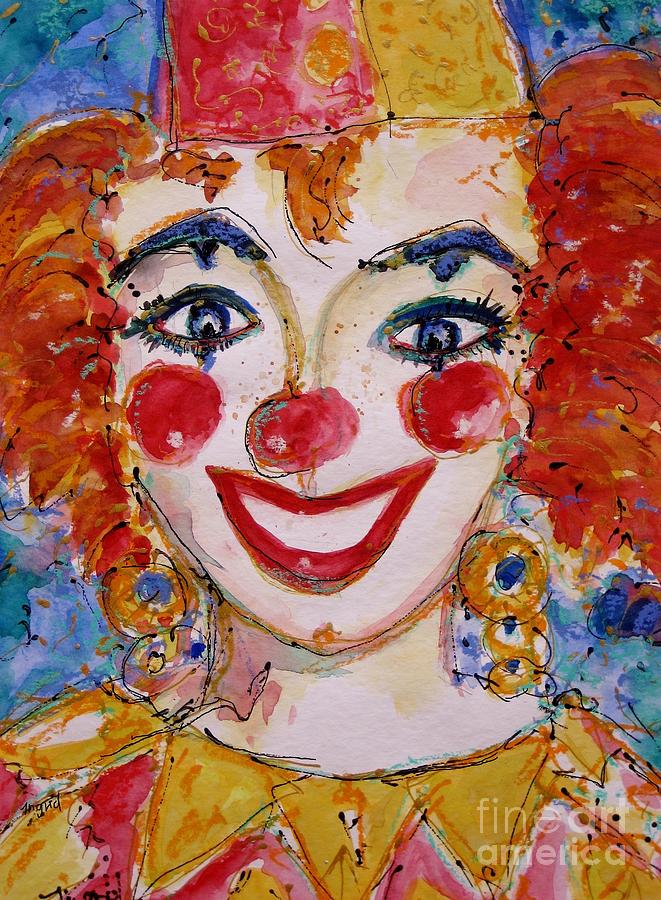 Clown Girl Painting by Ingrid Becker - Fine Art America