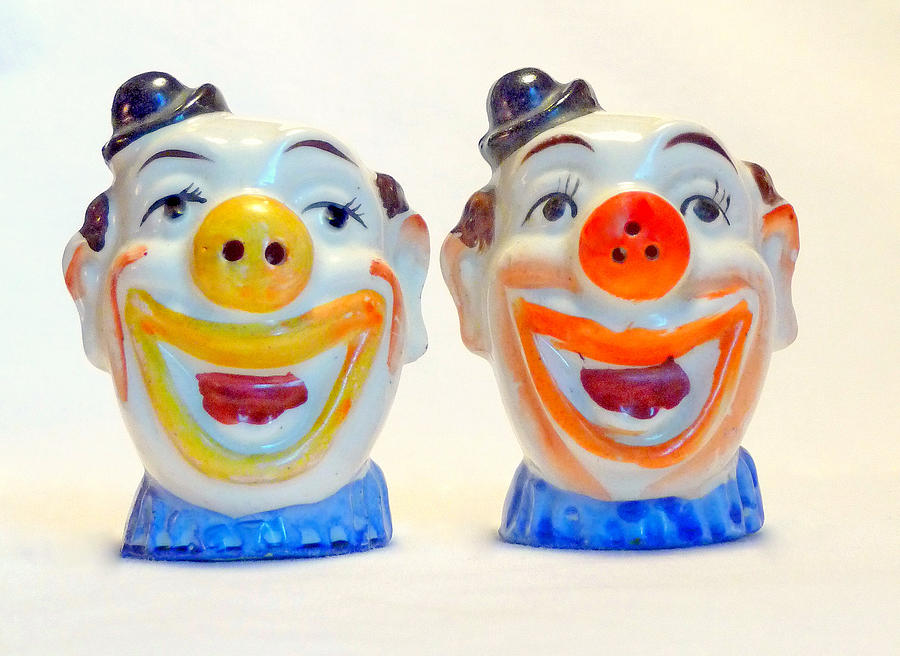 Vintage Clown Salt And Pepper Shakers Photograph