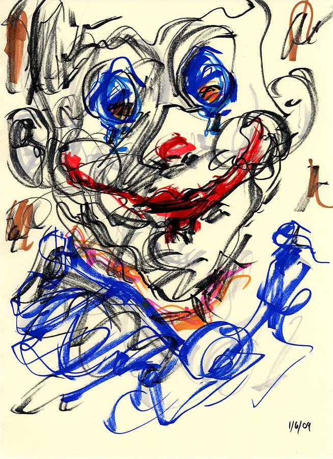 Portrait Drawing - Clown Thug V by Rachel Scott
