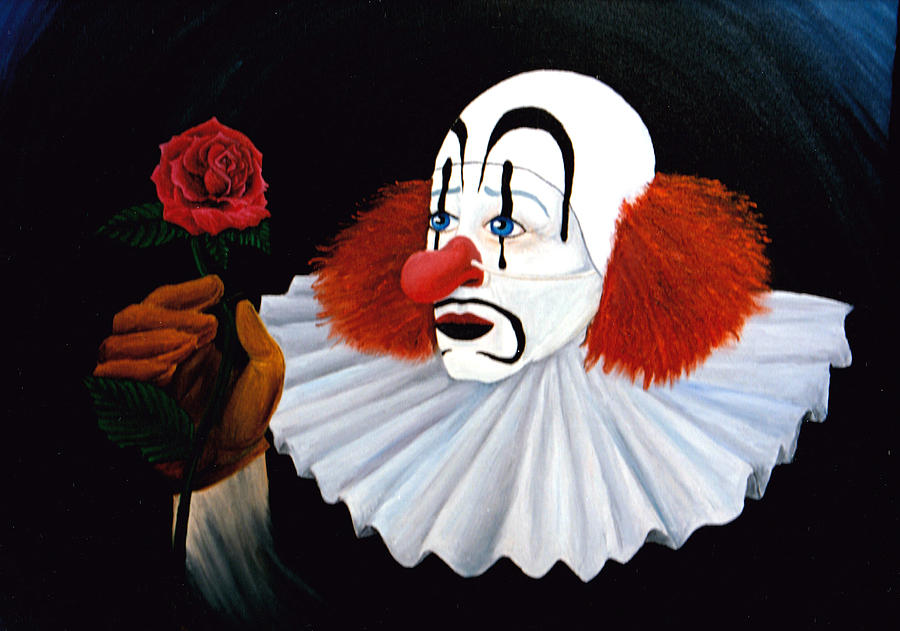 Rose Painting - Clown with Rose by Ugly Molly