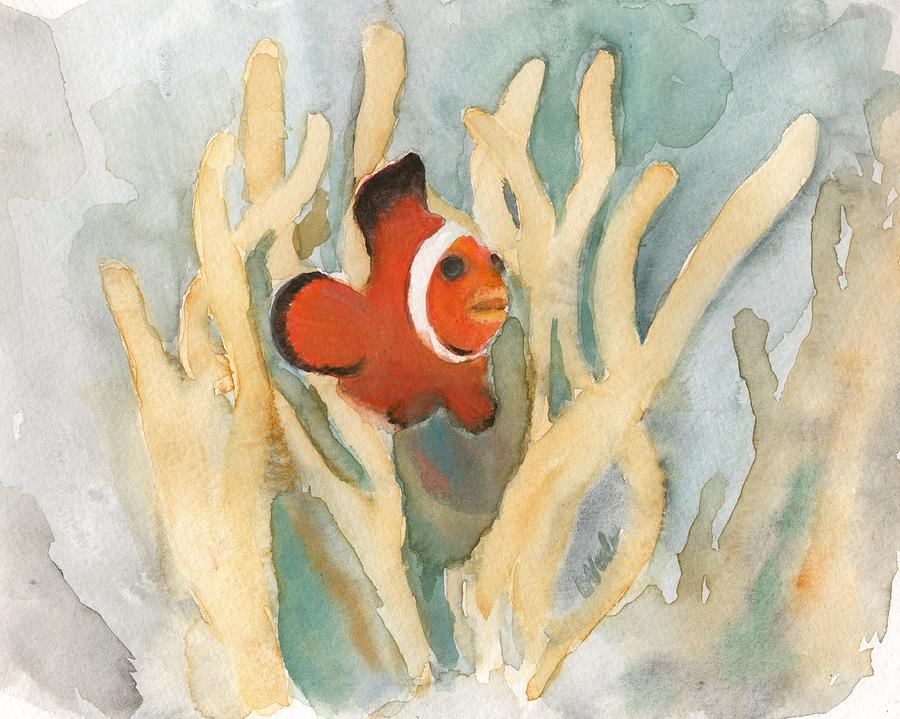Clownfish Painting by Bev Veals