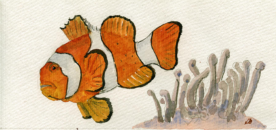 Fish Painting - Clownfish  by Juan  Bosco