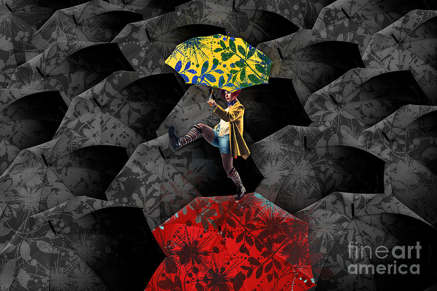 Clowning on Umbrellas 01 - c07c Digital Art by Variance Collections