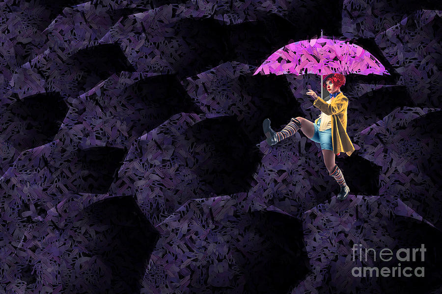 Clowning on Umbrellas 02 - a08-Purple Digital Art by Variance Collections