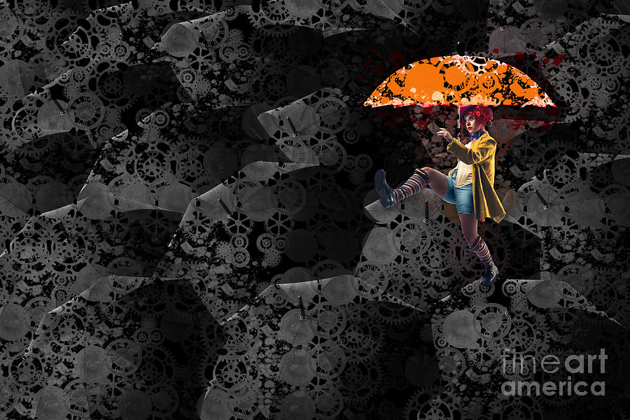 Umbrella Digital Art - Clowning on Umbrellas 02 -a10a by Variance Collections