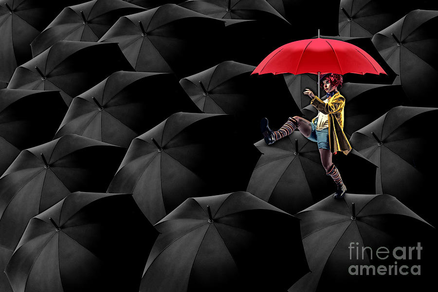 Clowning on Umbrellas 02 -a13 Digital Art by Variance Collections