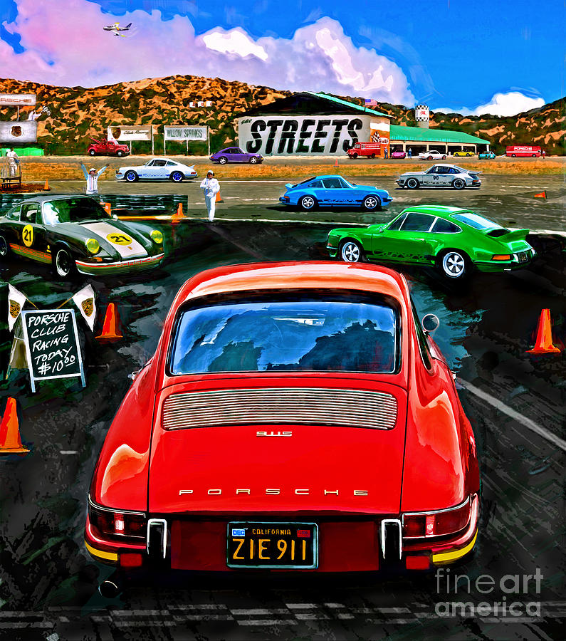 Porsche Mixed Media - Club Racing by Alan Greene