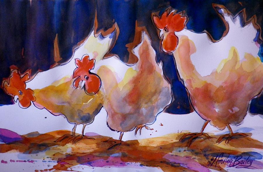 Three Cluckers Original SOLD Painting by Tf Bailey - Fine Art America