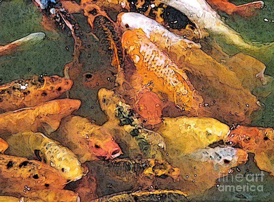 Goldfish Photograph - Cluster of Koi by Linda Parker