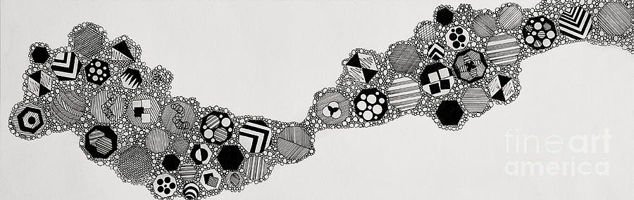 Black And White Drawing - Clustered Harmony - 1 by MK Square Studio