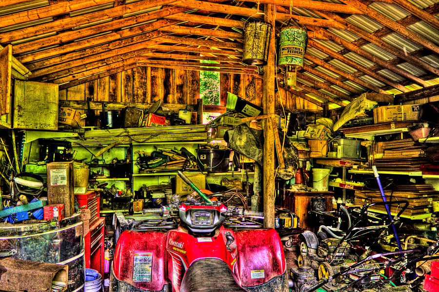 Cluttered Garage Photograph by Jonny D