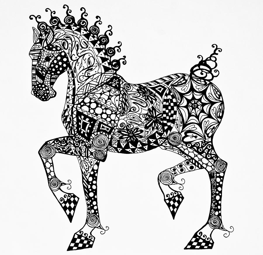 Clydesdale Foal - Zentangle Drawing by Jani Freimann