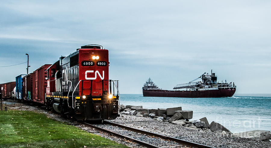 CN 4900 and Arthur M. Anderson Photograph by Ronald Grogan