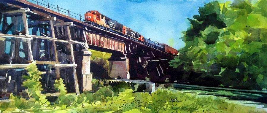 Train Painting - CN Northbound by Spencer Meagher