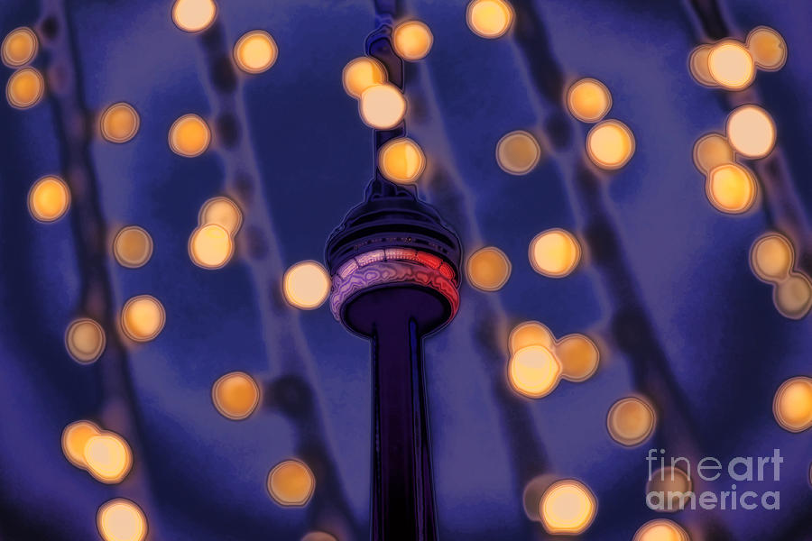 Abstract Photograph - CN Tower Festive Lights by Charline Xia