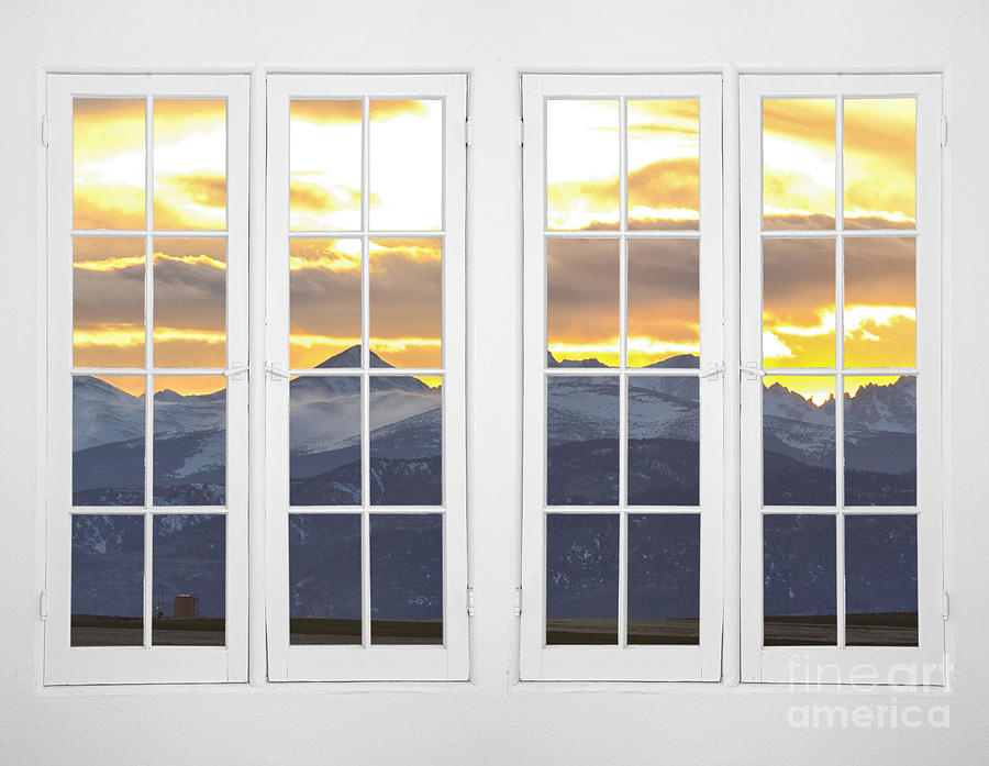 CO Mountain Gold View Out An Old White Double 16 Pane White Window Photograph by James BO Insogna