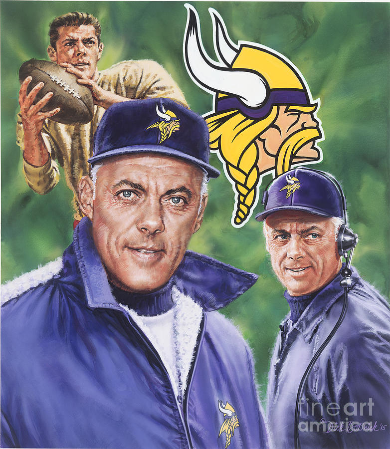 Coach Bud Grant Painting by Dick Bobnick